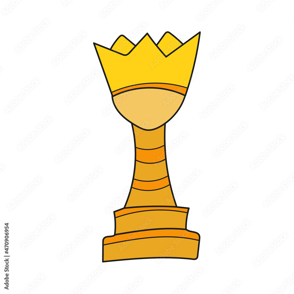 Simple cartoon icon. Yellow Chess coloring book. Hand drawn Vector. Vector hand drawn illustration on white Simple cartoon icon. Yellow Chess coloring book. Hand drawn Vector. Vector hand drawn illustration on white