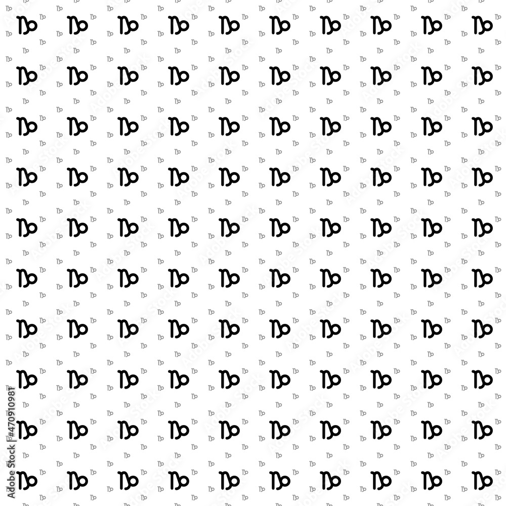 Obraz premium Square seamless background pattern from geometric shapes are different sizes and opacity. The pattern is evenly filled with big black zodiac capricorn symbols. Vector illustration on white background