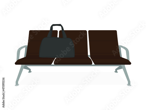 Sports bag lies on the seat on a white background