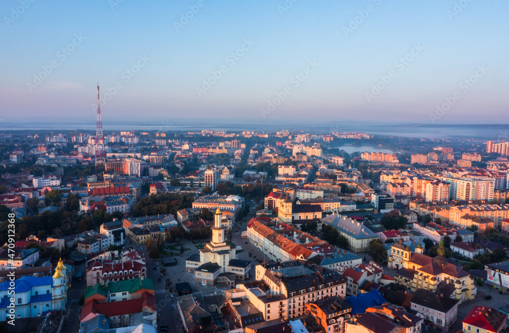 Fototapeta premium Aerial view on Ivano-Frankivsk-Frankivsk