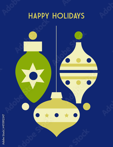 Beautiful Christmas card to wish an happy new year and an happy Holidays Vectorial typography illustration. 