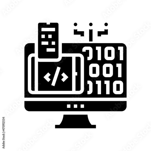 programming software glyph icon vector. programming software sign. isolated contour symbol black illustration
