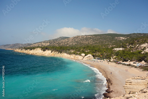 Fourney Beach.The western coast of the Rhodes Island, Greece.