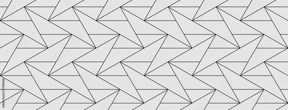 Pattern with thin lines and triangles. Vector trendy abstract texture for modern design. Seamless linear pattern for fabric, textile and wrapping. Modern monochrome geometric swatch.