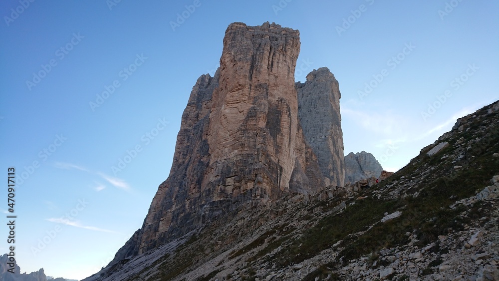 Tre Cime Di Lavaredo peaks in Dolomity national park in Italy Tre Cime Di Lavaredo peaks in Dolomity national park in Italy