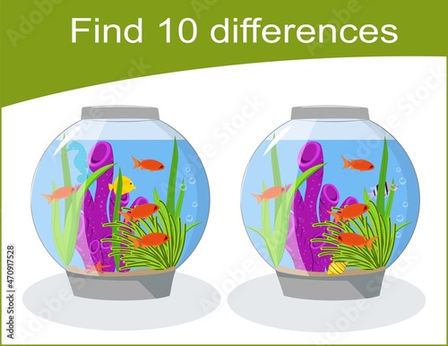  Find 10 differences education game for kids.   Aquarium fish