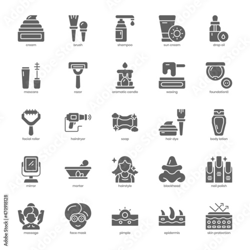 Skin Care icon pack for your website design, logo, app, UI. Skin Care icon glyph design. Vector graphics illustration and editable stroke.