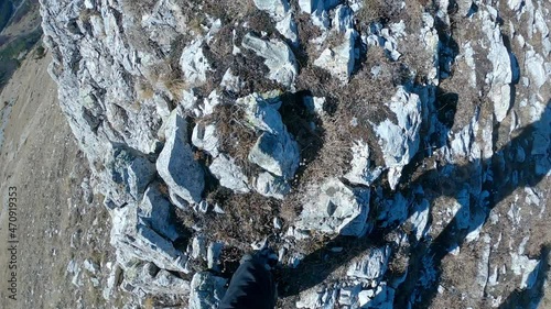 hike and climb of up a ridge in moutain First person view (POV) Chauvet, Devoluy, French Alps. Video in flat color profile photo