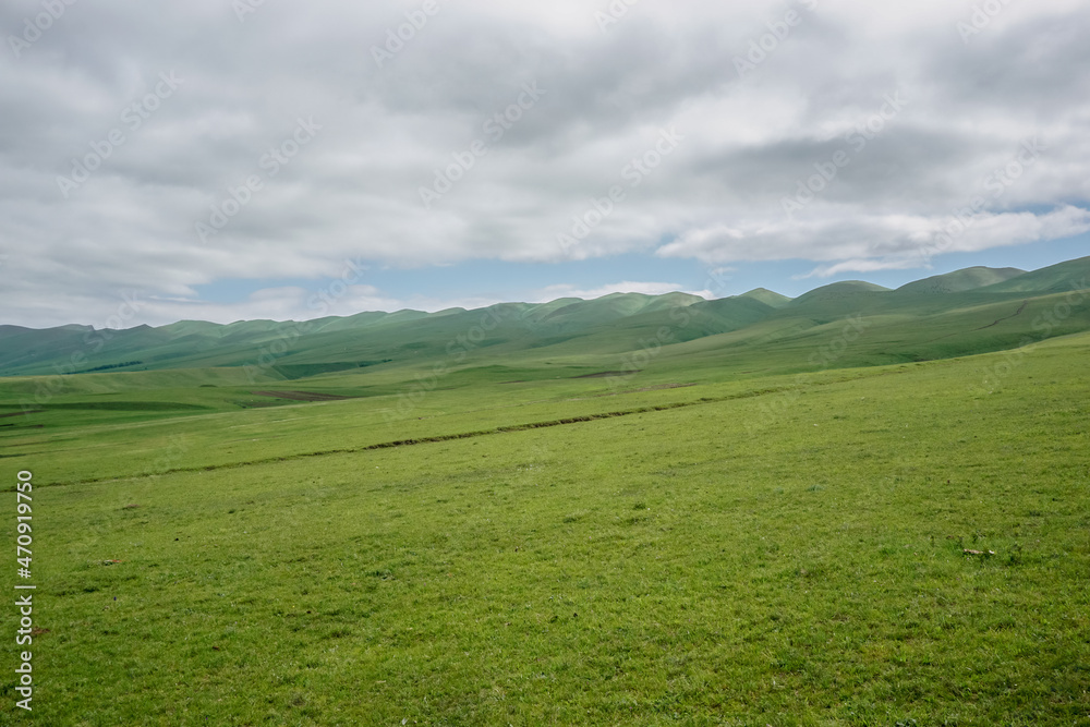 Green meadows in the mountains of Dagestan