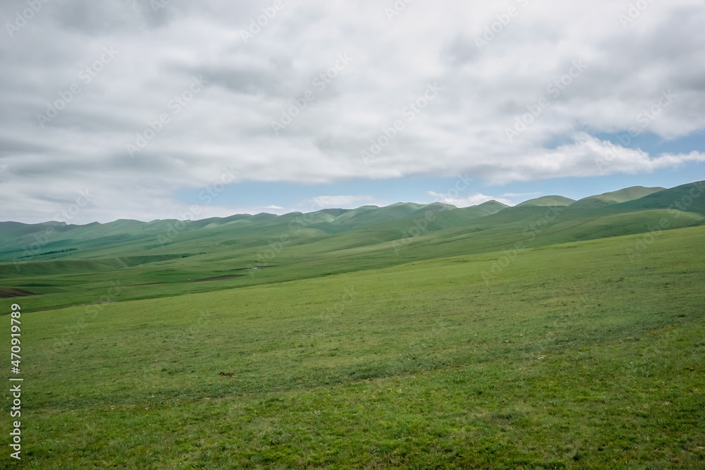 Green meadows in the mountains of Dagestan