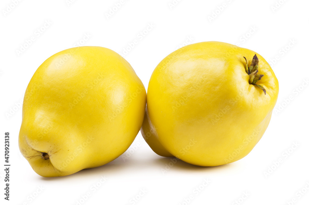 Ripe quince fruit isolated on a white background. Fresh fruits.