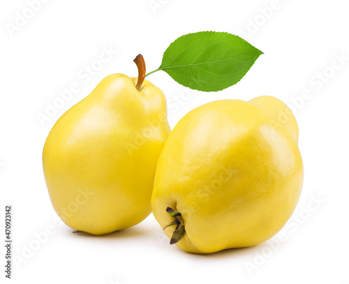 Ripe quince fruit isolated on a white background. Fresh fruits.