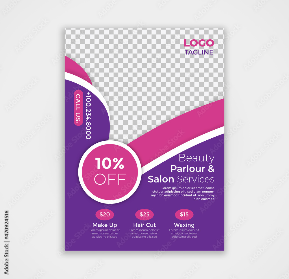 Beauty flyer template design. This flyer uses Spa Beauty Parlor, Beauty Parlor, Salon & hair & Beauty Care, etc promotion purpose.