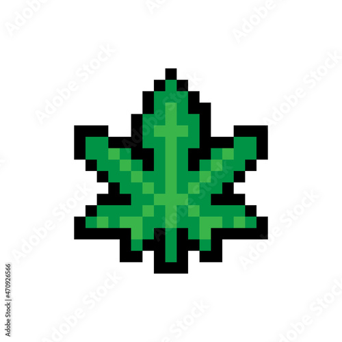 Marijuana leaf or cannabis leaf weed pixel art