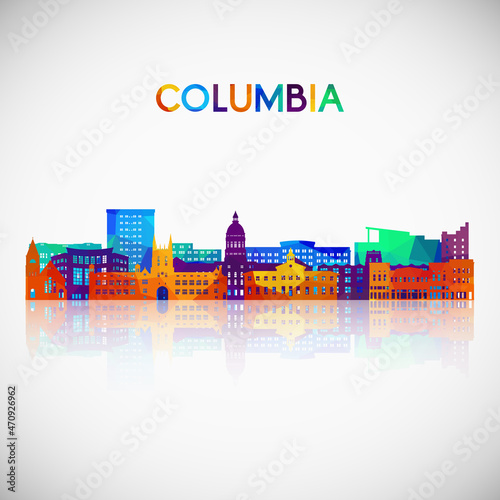 Columbia, MO skyline silhouette in colorful geometric style. Symbol for your design. Vector illustration.