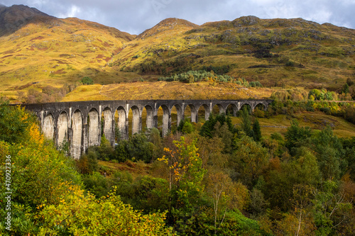 Glenfinnan Viaduct in the Scottish Highlands, UK