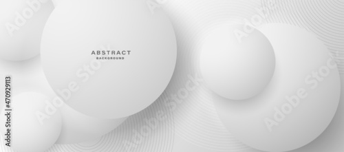 Modern white and grey background with 3D circle papercut layer	