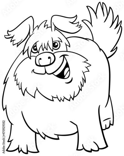 cartoon shaggy dog animal character coloring book page