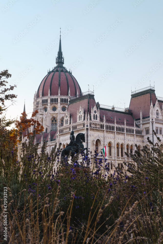 Evening view of the parliament building. Colorful evening view in Budapest, Hungary, Europe.