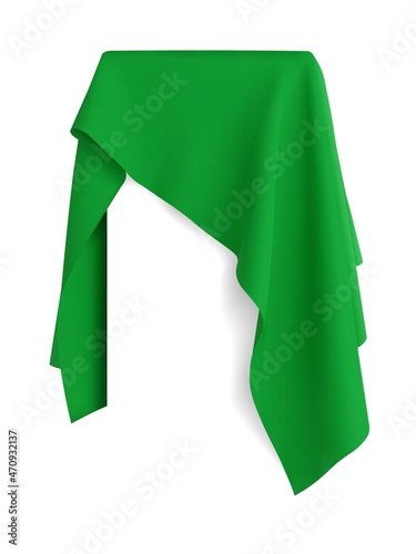 Green fabric covering a blank template vector illustration