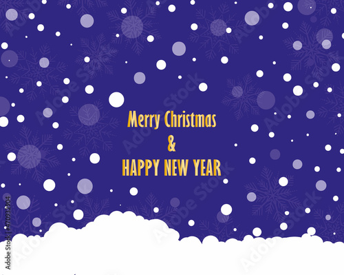 Simple Christmas illustration - snowing on blue background. Can be used as christmas card or invitation