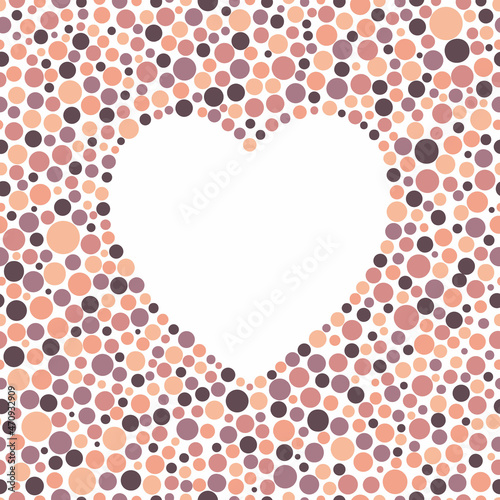 Abstract seamless pattern with heart and colorful dots.