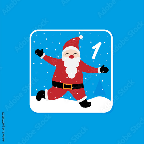 Advent calendar. Christmas holiday celebration cards for countdown December 1