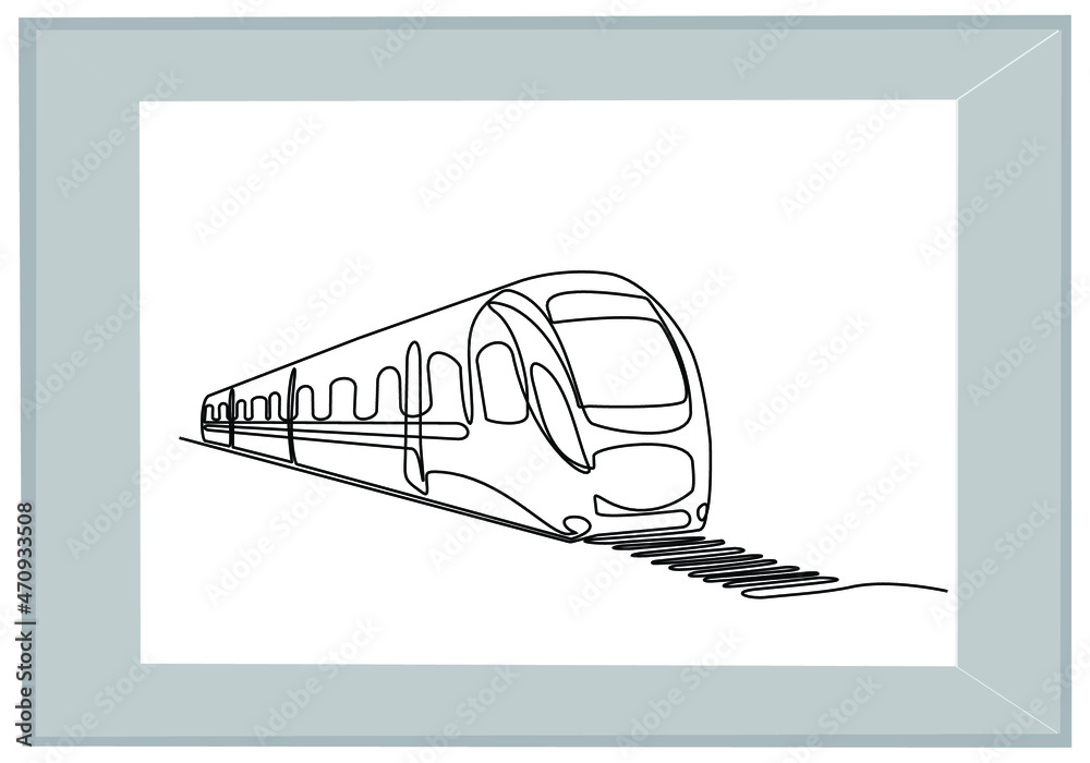 Premium Vector  Continuous one line drawing. modern high-speed passenger  commuter train. vector illustration