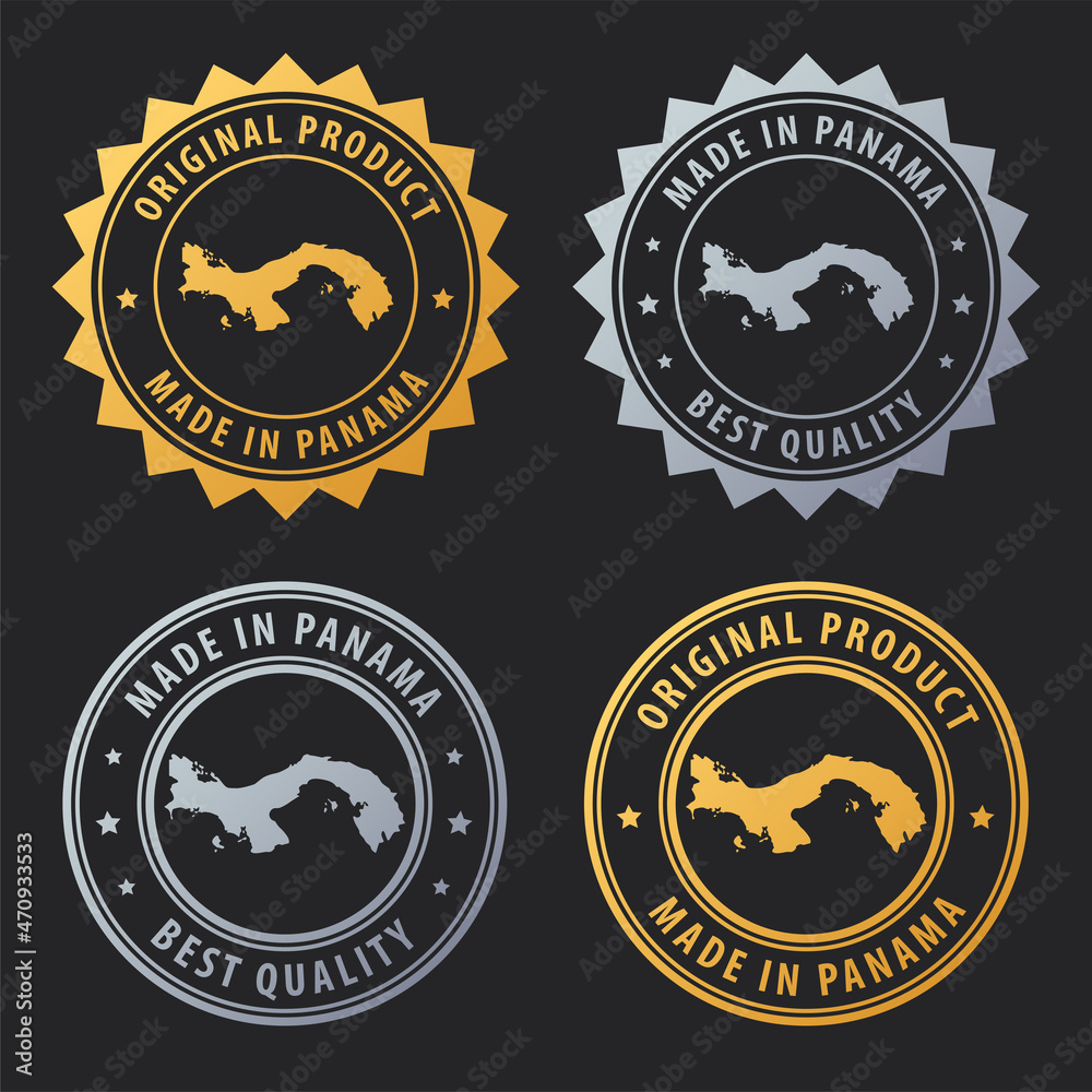 Obraz premium Made in Panama - gold and silver stamp set. Best quality. Original product.