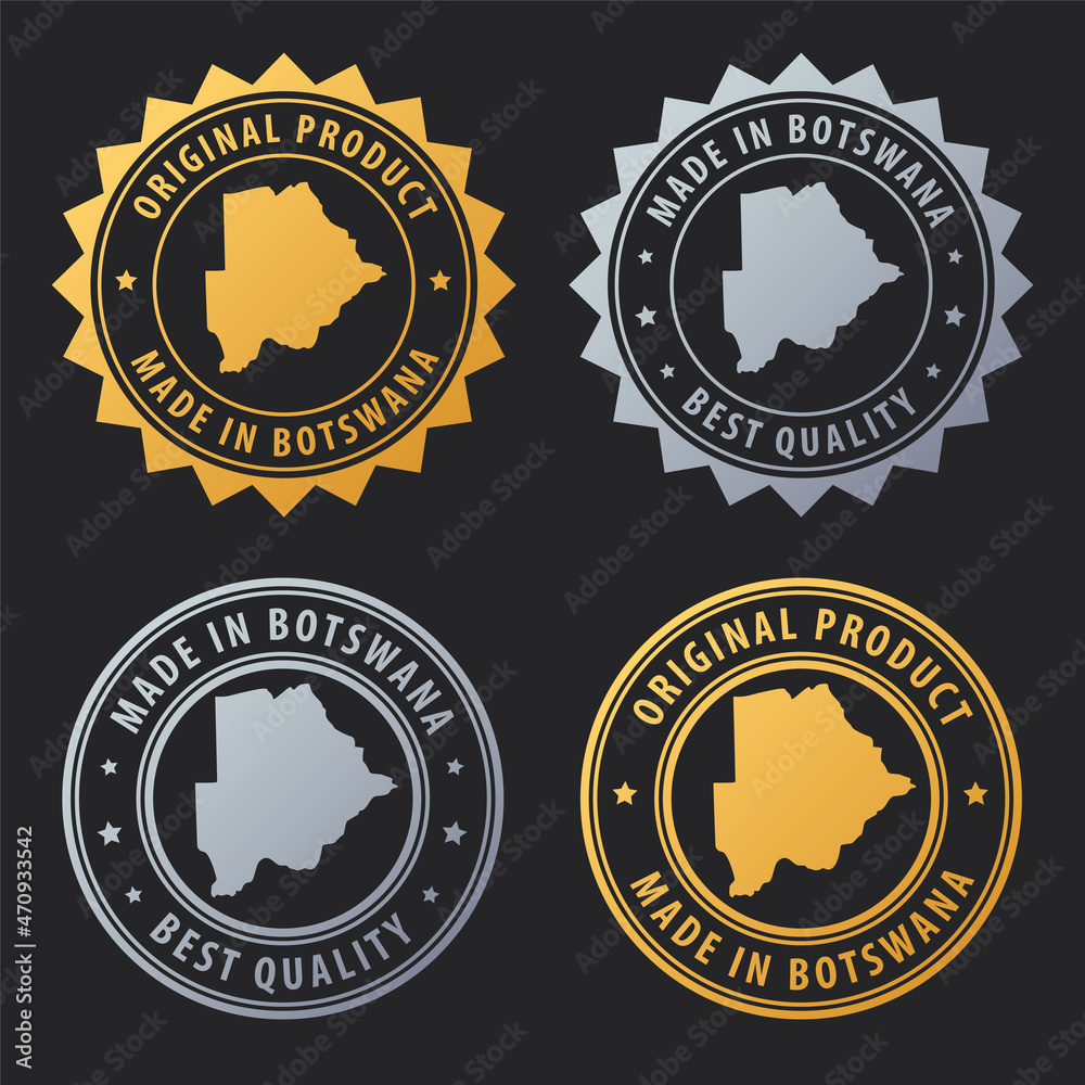 Obraz premium Made in Botswana - gold and silver stamp set. Best quality. Original product.