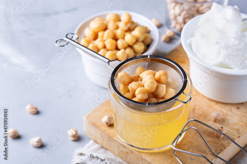 Chickpea Aquafaba, vegan egg substitute to cook meringue 