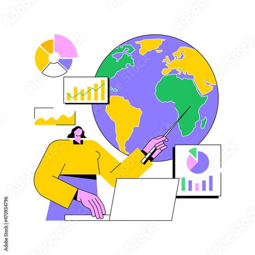 Climate data share and use abstract concept vector illustration. Climate information, global database, historical weather forecast, climate change data center, statistics abstract metaphor.