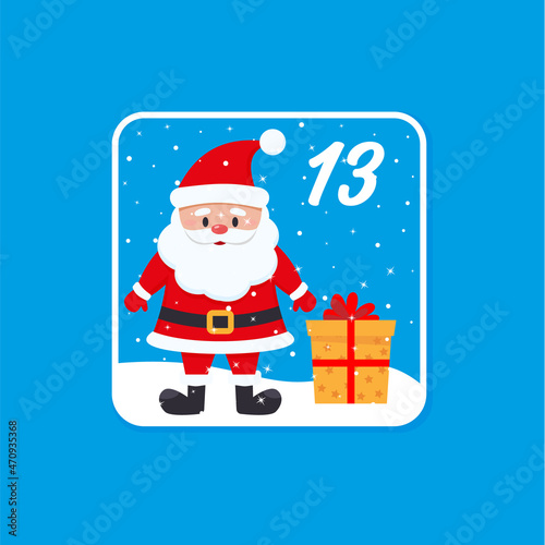 Advent calendar. Christmas holiday celebration cards for countdown December 13