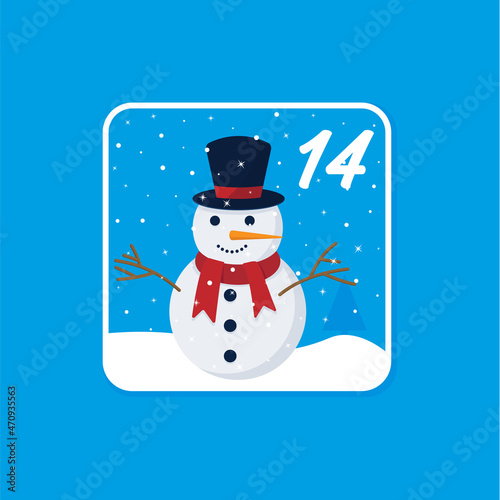 Advent calendar. Christmas holiday celebration cards for countdown December 14