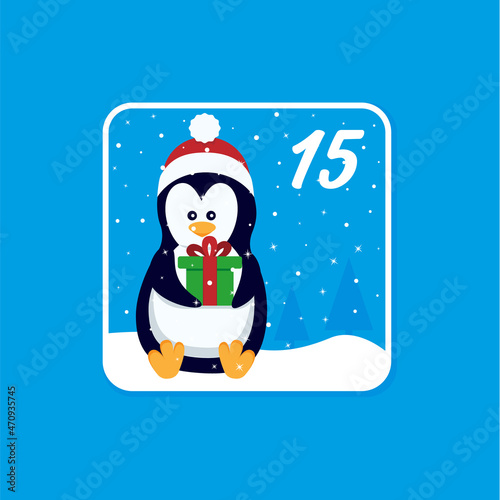Advent calendar. Christmas holiday celebration cards for countdown December 15