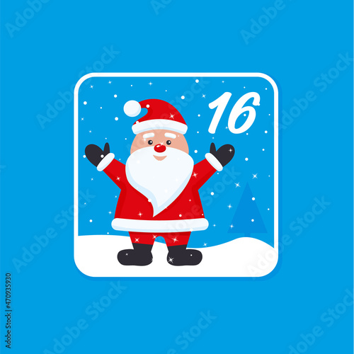Advent calendar. Christmas holiday celebration cards for countdown December 16