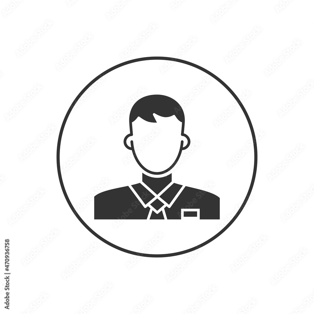 Business man related vector line icon. Male face silhouette with office suit and tie. User avatar profile. Employee sign. Vector illustration. Business man related vector line icon. Male face silhouette with office suit and tie. User avatar profile. Employee sign. Vector illustration.