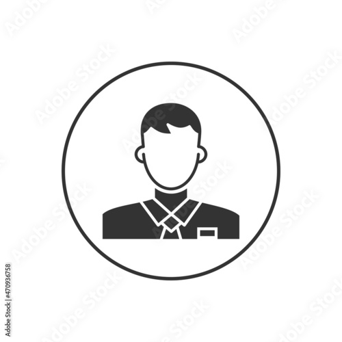 Business man related vector line icon. Male face silhouette with office suit and tie. User avatar profile. Employee sign. Vector illustration. © A Oleksii