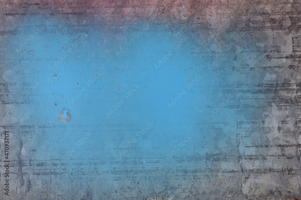 Obraz premium blue spray paint on galvanized sheet metal