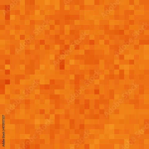 Abstract orange mosaic background. Squares pattern pixel art. Vector illustration.