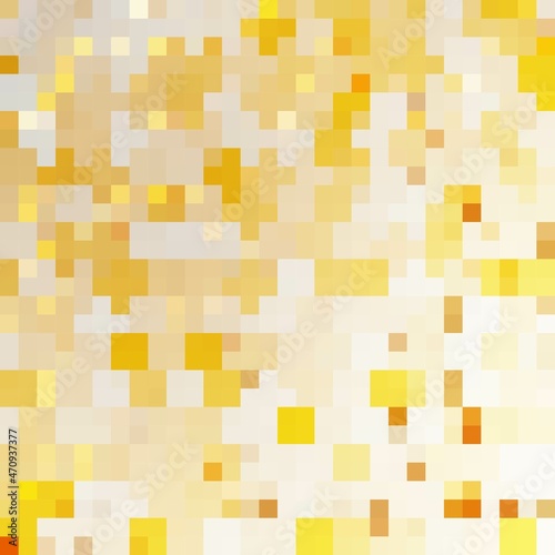 Abstract gold and white mosaic background. Squares pattern pixel art. Vector illustration.
