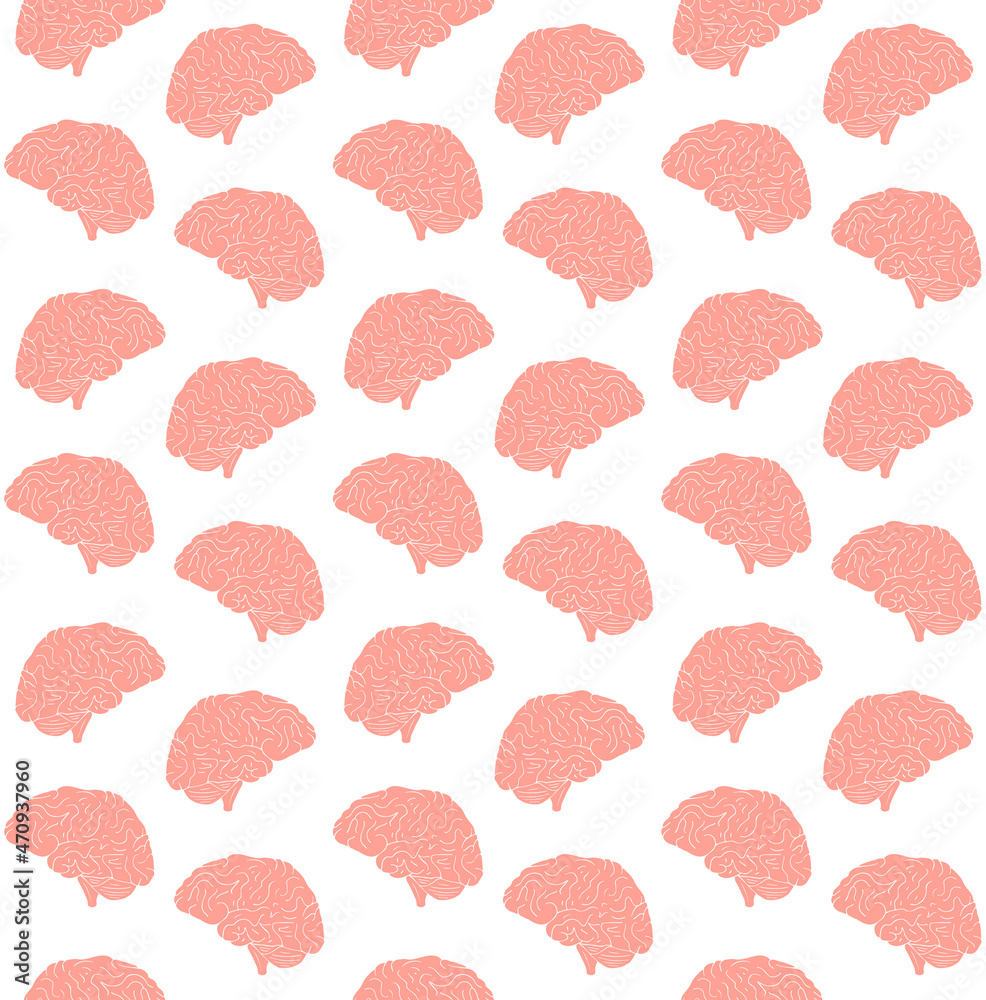 Vector seamless pattern of hand drawn doodle sketch colored brain isolated on white background Vector seamless pattern of hand drawn doodle sketch colored brain isolated on white background