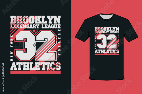 Brooklyn Legendary League 32 Athletics Modern Black T-shirt Design 