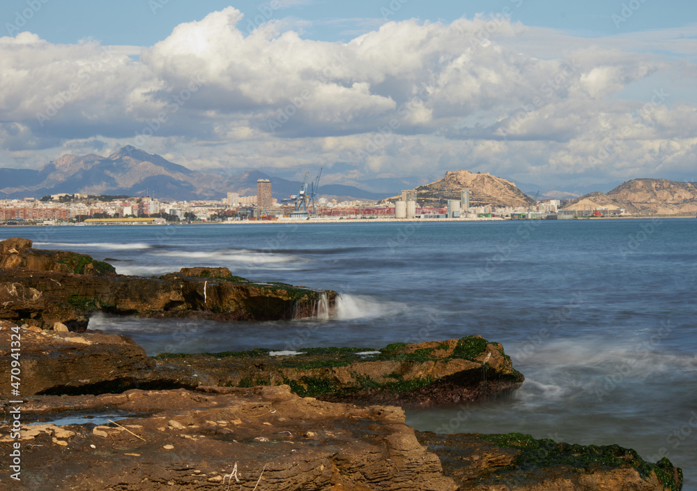 technic photography with long exposure, in mediterranean sea, 