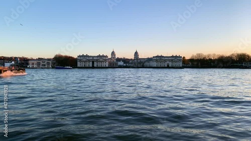 London Greenwich River Thames Boat Passing
