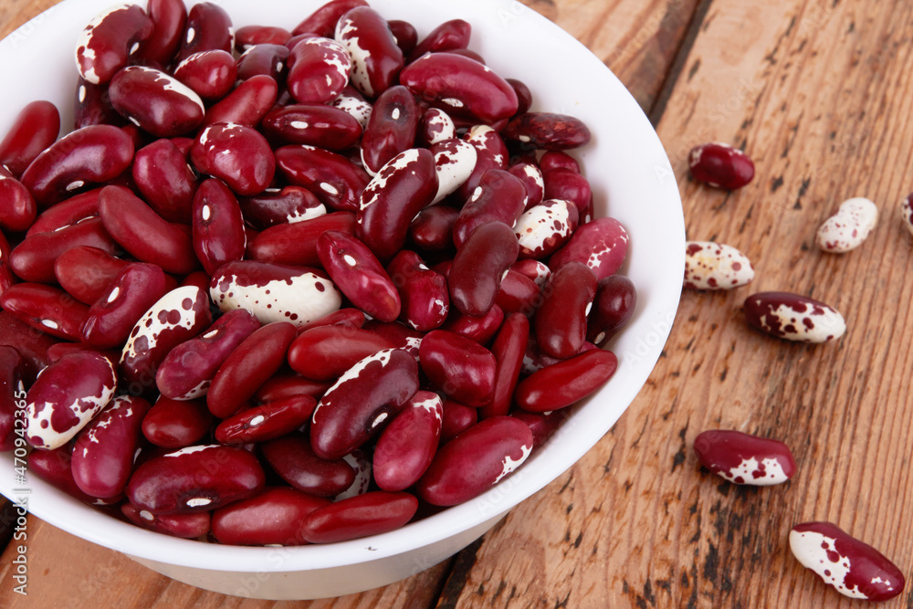 Red beans on wooden Red beans on wooden