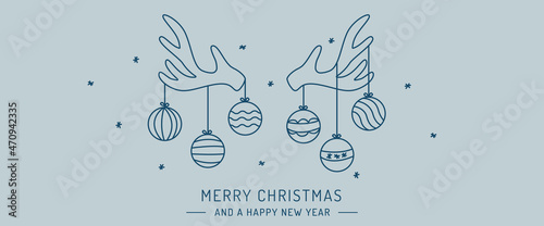 Christmas decoration on deer reindeer antlers vector illustration new year 