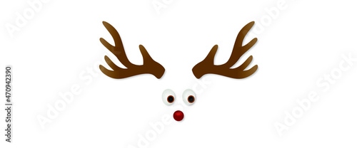 Reindeer Elk Rudolph red Nose Cute Cartoon Comic Mascot Christmas Winter