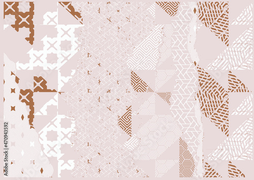 Seamless vintage rug with an effect of attrition. Damask carpet. Hand drawn seamless abstract pattern with eastern motifs. vector illustration. mixed patterns nature texture