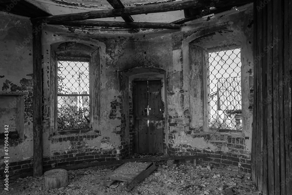 the interior of an abandoned temple